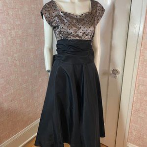 Vtg Black & Pink Big Bow Tie Waist 80's Party Dress sz S